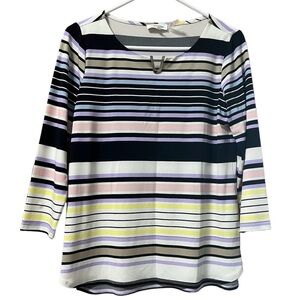 Calvin Klein Striped Women’s Top 3/4 Sleeve‎ Multicolor Sz S/P